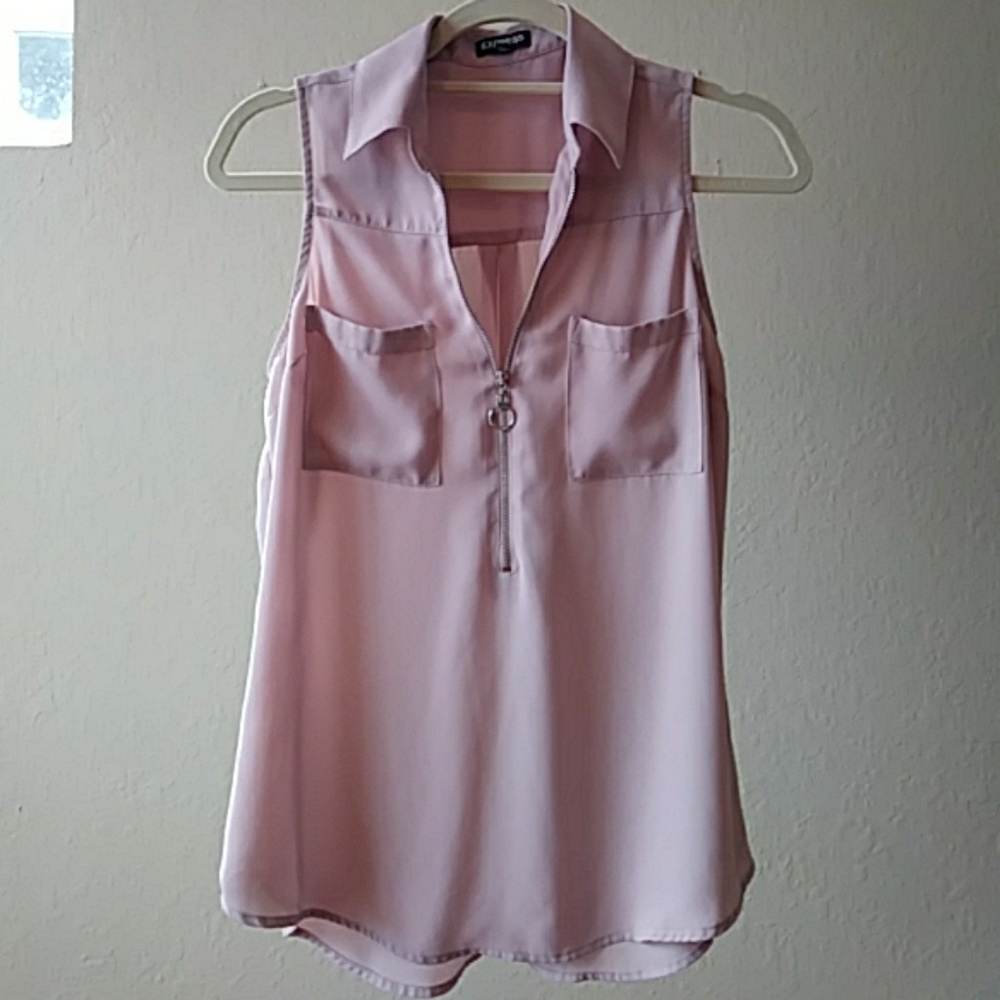 Express Blush Zip Up Blouse